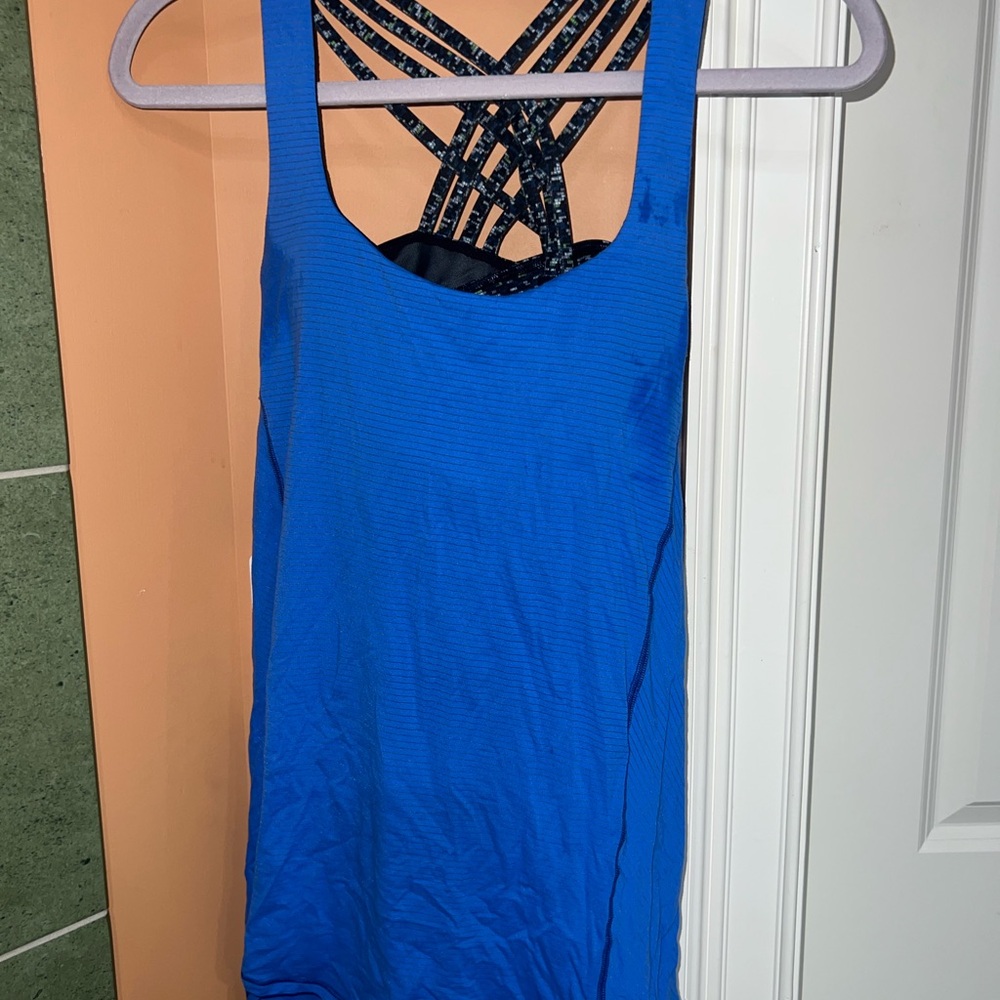 Lululemon Athletica Vibrant Blue Tank Top with Built-In Bra